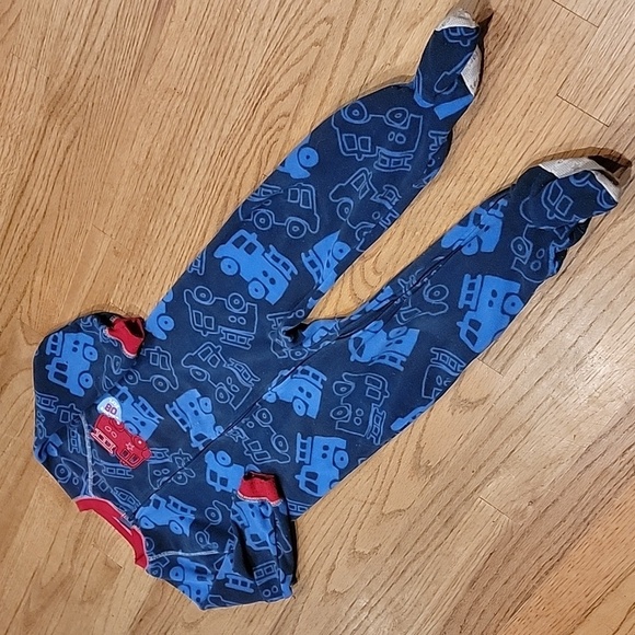 Carter's Footed Onesie Fleece Fire truck Pajamas - Picture 1 of 6